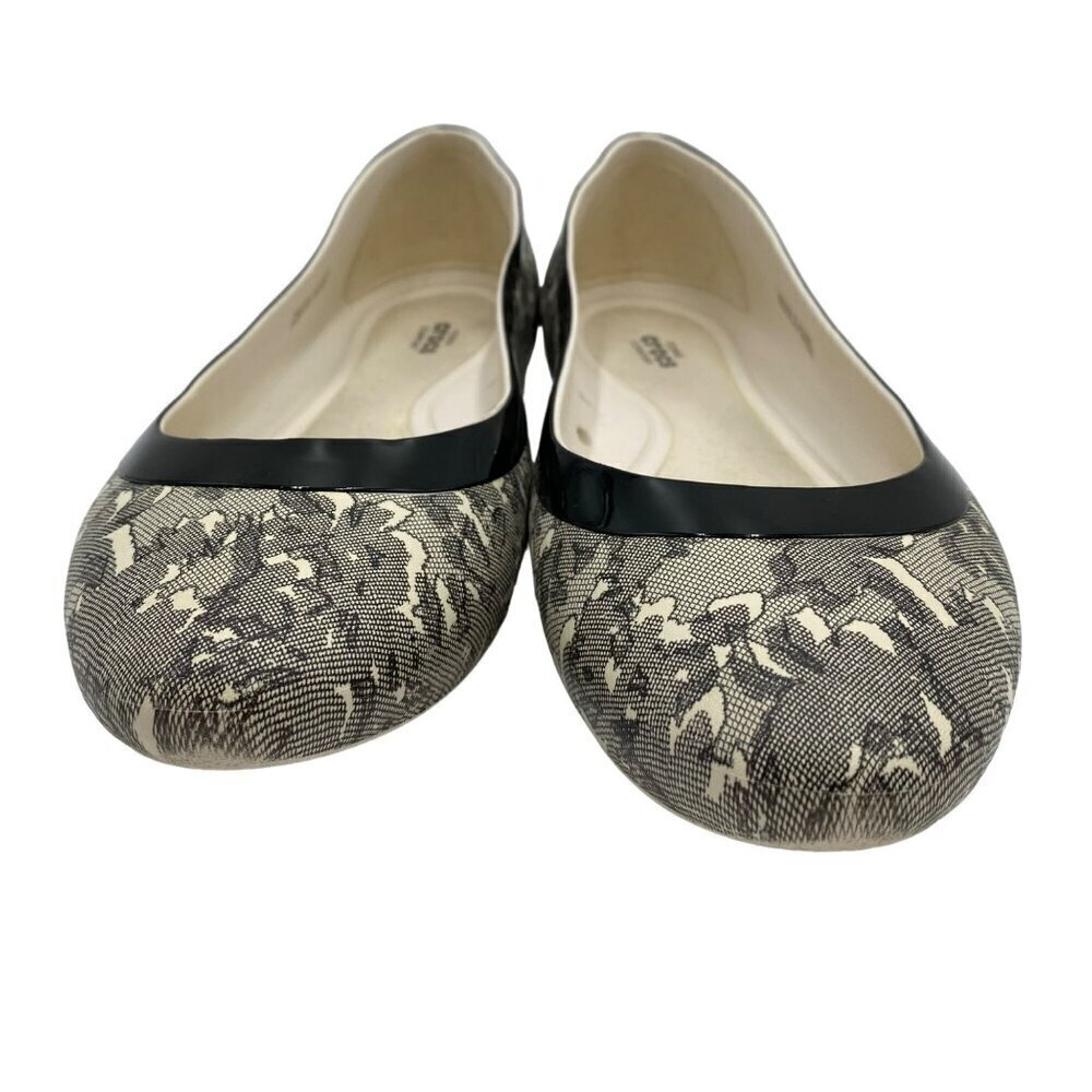 Crocs Lina Ballet Flats Oyster White/Black Print Slip On Women's Size 9 - Picture 2 of 12